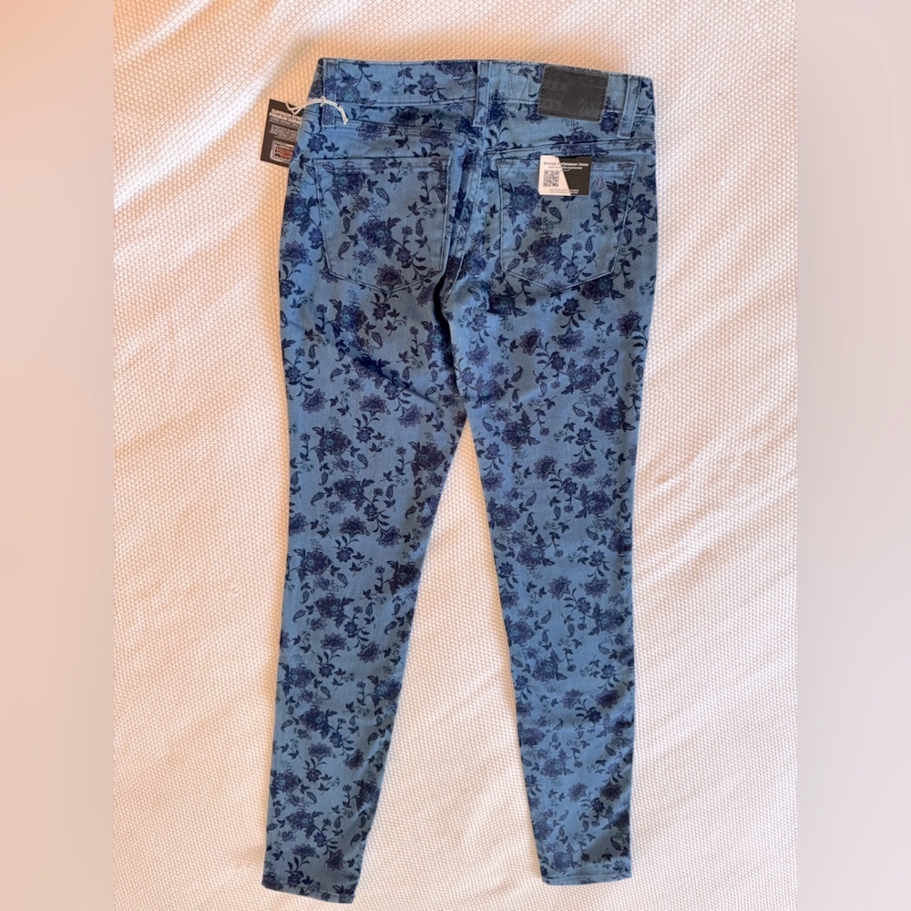 VOLCOM Railed Stretch Blue Floral Denim Legging Jeggings Skinny Jeans - Picture 4 of 15